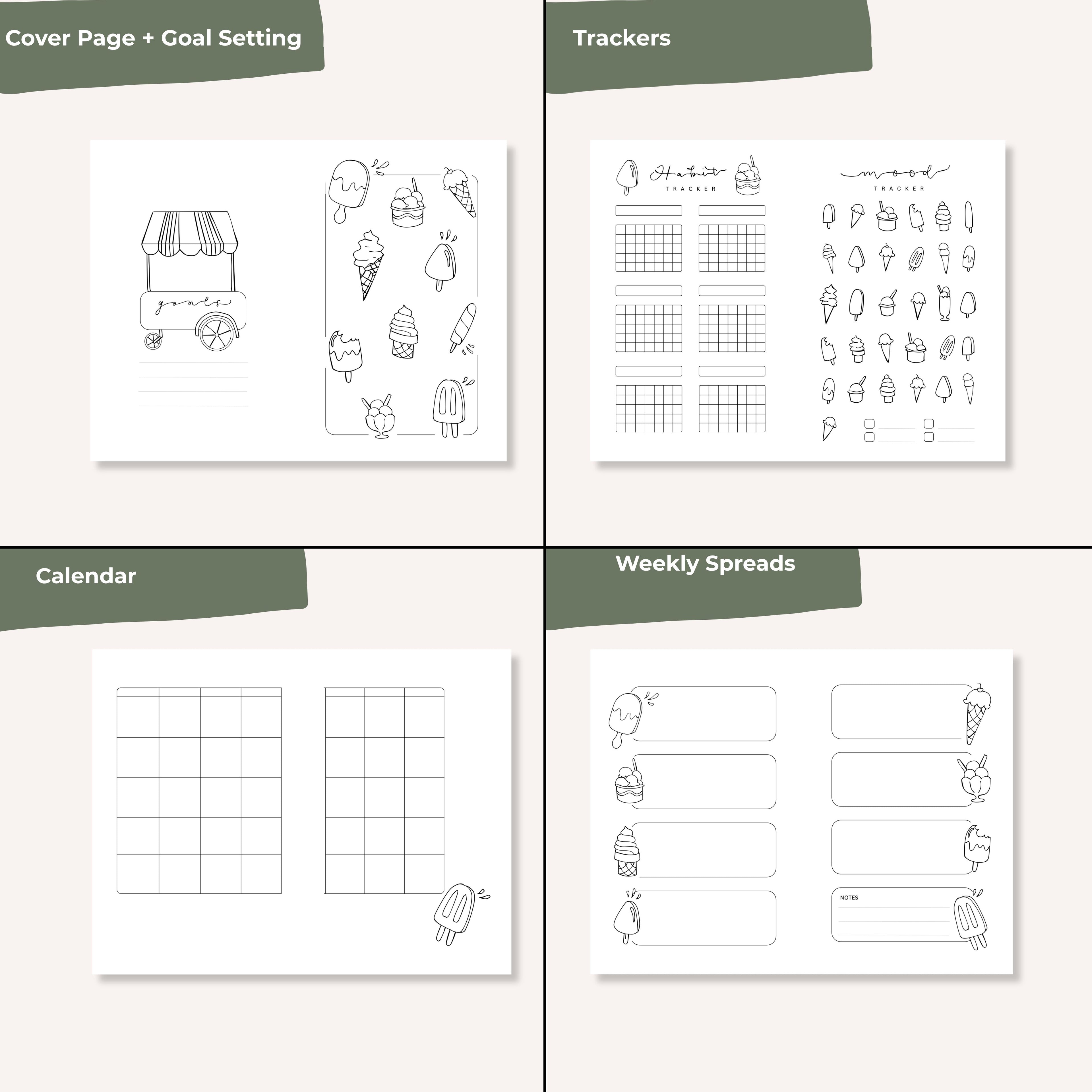 12-month Undated Bullet Journal Planner